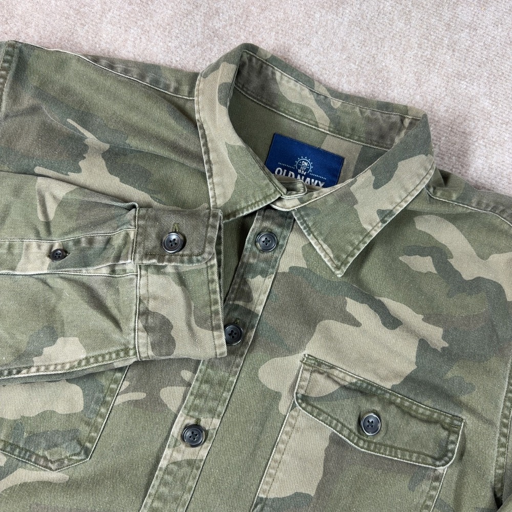 Old Navy XL Camouflage Button-Up Shirt Jacket 100% Cotton Canvas